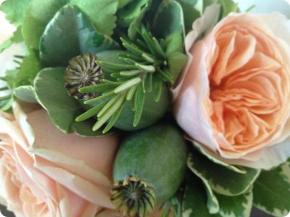 Peach David Austin Bouquet by Leafy Couture
